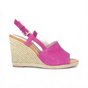 NIB Kate Spade NY Bowdon Deep Pink Leather Slingback Wedge Espadrilles Size 8.5M